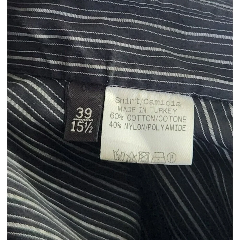 Z Zegna Dress Shirt Men's 39/15.5 Gray Striped Long Sleeve Button Up